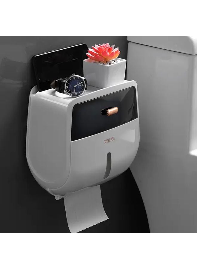 Green Double Layer Gold Plated Wall Mounted Bathroom Tissue Holder No Drill Adhesive Waterproof Shelf - Image 5